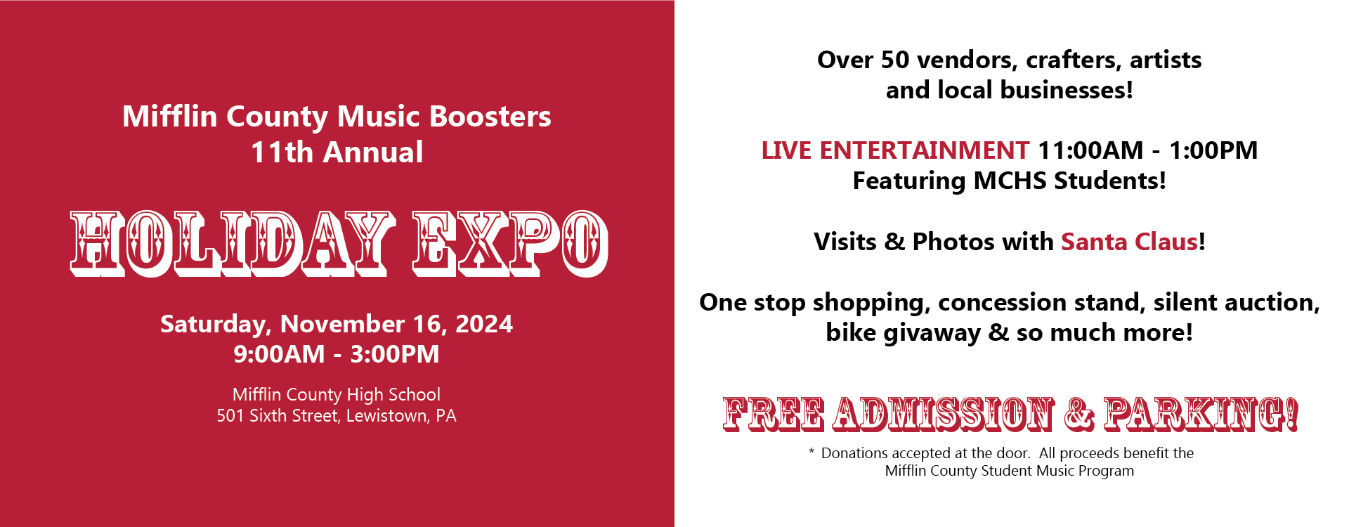 Music Booster Holiday Expo, text version in footer